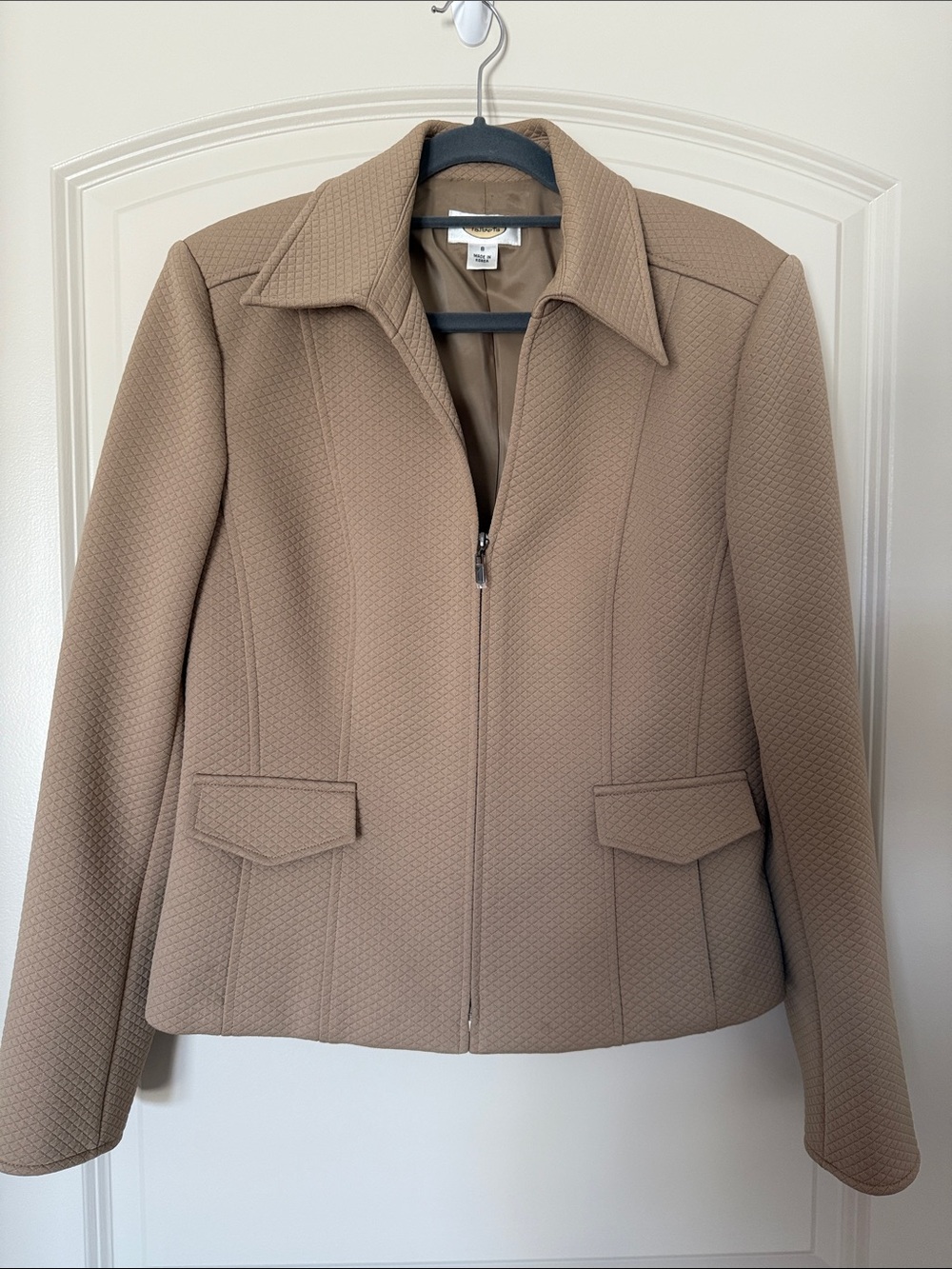 Talbots Beige Quilted Zip-Front Blazer/Jacket 0078